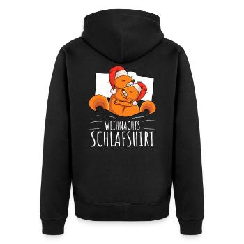 Schlafshirt Eichhörnchen Weihnachten - Unisex Premium Bio Zip Hoodie - Schwarz - Hinten - Nico (187cm)
