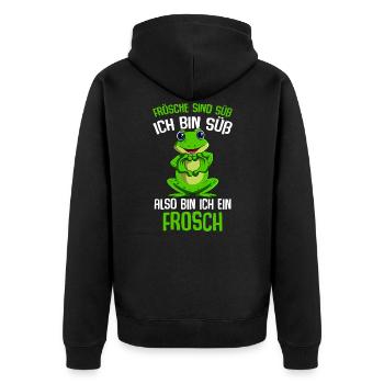 Frösche sind süß Mädchen Kinder Frosch - Unisex Premium Bio Zip Hoodie - Schwarz - Hinten - Nico (187cm)
