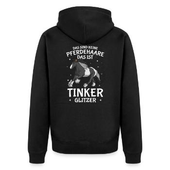 Tinker Pferd Glitzer Reiterin Pferde Mädchen - Unisex Premium Bio Zip Hoodie - Schwarz - Hinten - Nico (187cm)