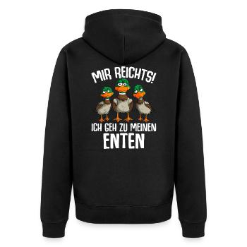 Mir reichts ich geh zu meinen Enten - Unisex Premium Bio Zip Hoodie - Schwarz - Hinten - Nico (187cm)