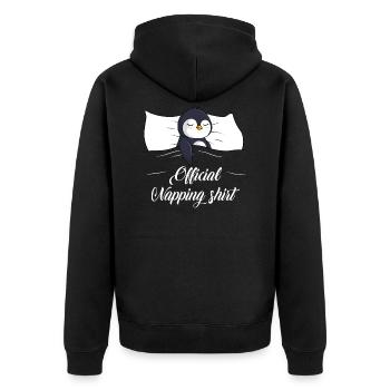 Penguin Sleeping Shirt Penguin Gift - Unisex Premium Organic Zip Hoodie - black - Back - Nico (187cm)