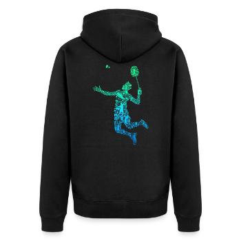 Badminton Badminton Badminton Player - Unisex Premium Organic Zip Hoodie - black - Back - Nico (187cm)