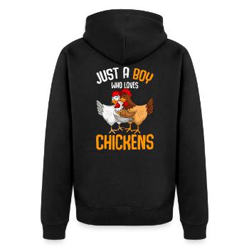 Hühner Junge Huhn Geschenk - Unisex Premium Bio Zip Hoodie - Schwarz - Hinten - Nico (187cm)