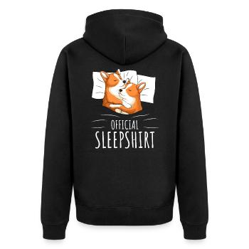 Corgi Dog Sleeping Shirt Gift - Unisex Premium Organic Zip Hoodie - black - Back - Nico (187cm)