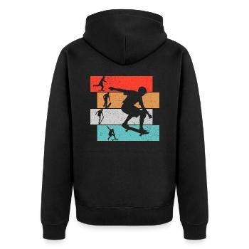 Skater Skateboard Skateboarder - Unisex Premium Organic Zip Hoodie - black - Back - Nico (187cm)