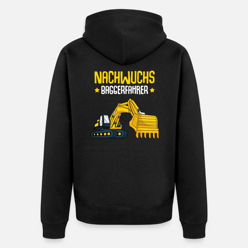 Bagger Nachwuchs Baggerfahrer Kinder - Unisex Premium Bio Zip Hoodie - Schwarz