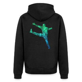 Handball Torwart Handballer Kinder Jungen - Unisex Premium Bio Zip Hoodie - Schwarz - Hinten - Nico (187cm)