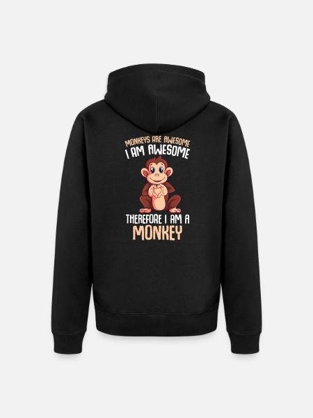 Monkey Lover Monkey Gift - Unisex Premium Organic Zip Hoodie - black