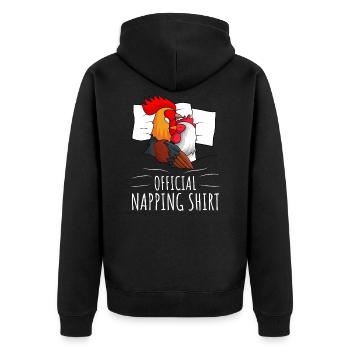 Hühner Schlafshirt Huhn Geschenk - Unisex Premium Bio Zip Hoodie - Schwarz - Hinten - Nico (187cm)