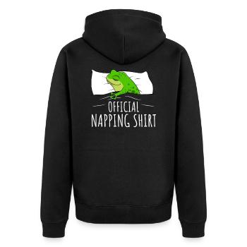 Frosch Schlafshirt Frösche Geschenk - Unisex Premium Bio Zip Hoodie - Schwarz - Hinten - Nico (187cm)