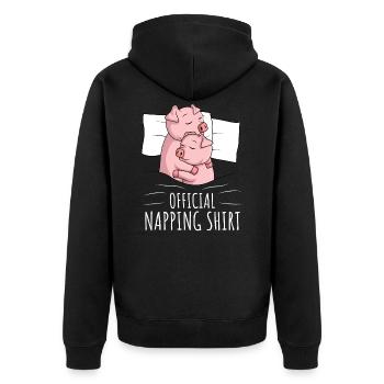 Pig Sleeping Shirt Pigs Gift - Unisex Premium Organic Zip Hoodie - black - Back - Nico (187cm)