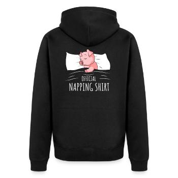 Pig Sleeping Shirt Pigs Gift - Unisex Premium Organic Zip Hoodie - black - Back - Nico (187cm)