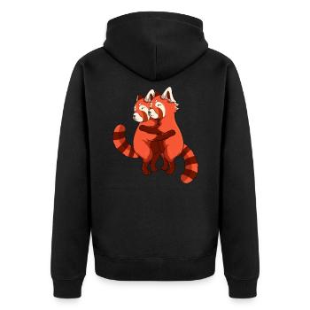 Roter Panda Kinder Mädchen Damen - Unisex Premium Bio Zip Hoodie - Schwarz - Hinten - Nico (187cm)