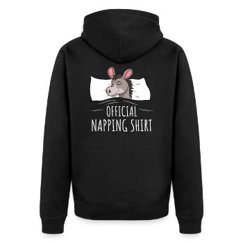 Donkey Sleeping Shirt Gift - Unisex Premium Organic Zip Hoodie - black - Back - Nico (187cm)