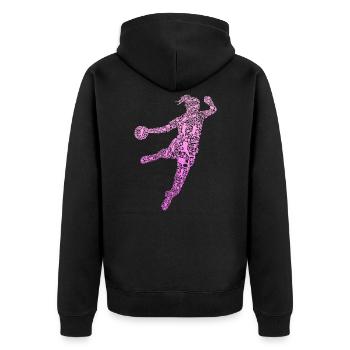 Handball Handballerin Mädchen - Unisex Premium Bio Zip Hoodie - Schwarz - Hinten - Nico (187cm)