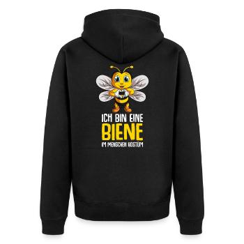 Bienen Kostüm Kinder Damen Mädchen Biene - Unisex Premium Bio Zip Hoodie - Schwarz - Hinten - Nico (187cm)