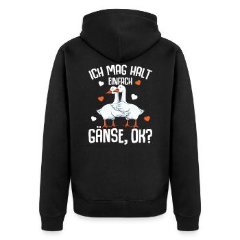 Ich mag halt Gänse Gänsezüchter Gans - Unisex Premium Bio Zip Hoodie - Schwarz - Hinten - Nico (187cm)