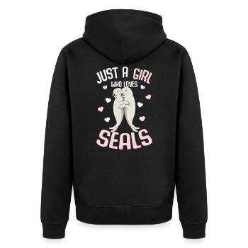 Seal Girls Kids Cadeau - Veste à capuche bio Premium Unisexe - noir - Dos - Nico (187cm)