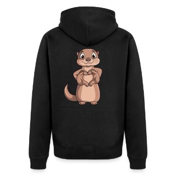 Otter Lovers Sea Otter Kids Ladies - Unisex Premium Organic Zip Hoodie - black - Back - Nico (187cm)