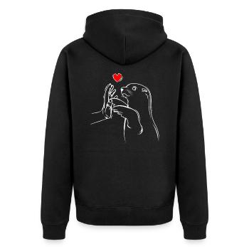 Robbe Seelöwe Seehund Robben Kinder - Unisex Premium Bio Zip Hoodie - Schwarz - Hinten - Nico (187cm)