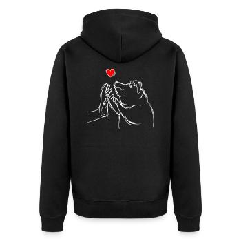 Schweine Liebe Schweinchen Kinder - Unisex Premium Bio Zip Hoodie - Schwarz - Hinten - Nico (187cm)