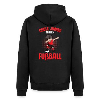 Coole Jungs spielen Fußball Fußballer Jungen - Unisex Premium Bio Zip Hoodie - Schwarz - Hinten - Nico (187cm)