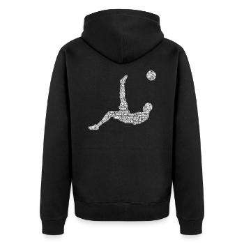 Fußball Fußballer Kinder Jungen - Unisex Premium Bio Zip Hoodie - Schwarz - Hinten - Nico (187cm)