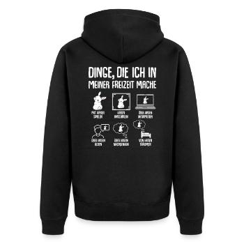Hasen Kaninchen Hase Freizeit - Unisex Premium Bio Zip Hoodie - Schwarz - Hinten - Nico (187cm)