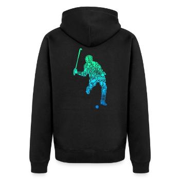 Feldhockey Hockeyspieler Hockey Jungen Kinder - Unisex Premium Bio Zip Hoodie - Schwarz - Hinten - Nico (187cm)