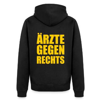 Ärzte gegen rechts - Unisex Premium Bio Zip Hoodie - Schwarz - Hinten - Nico (187cm)
