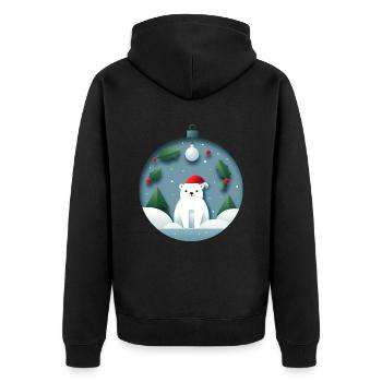 Polar bear in Christmas ball - Unisex Premium Organic Zip Hoodie - black - Back - Nico (187cm)