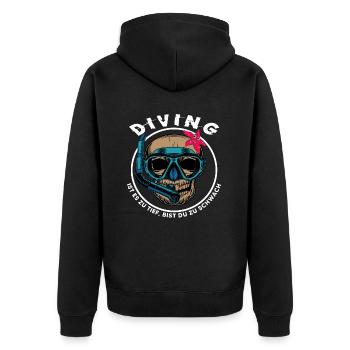 apnoe tauchen oxygen apnoetaucher schnorcheln - Unisex Premium Bio Zip Hoodie - Schwarz - Hinten - Nico (187cm)