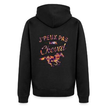 Ich kann kein Pferd haben - Unisex Premium Bio Zip Hoodie - Schwarz - Hinten - Nico (187cm)