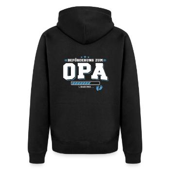Beförderung zum Opa loading - Unisex Premium Bio Zip Hoodie - Schwarz - Hinten - Nico (187cm)