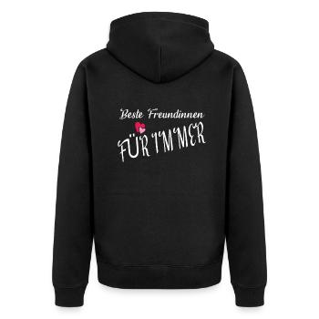 Geschenkidee Freundin schwester - Unisex Premium Bio Zip Hoodie - Schwarz - Hinten - Nico (187cm)