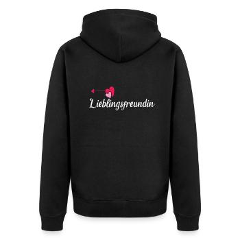 Geschenkidee Freundin schwester - Unisex Premium Bio Zip Hoodie - Schwarz - Hinten - Nico (187cm)