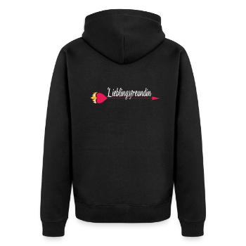 Geschenkidee Freundin schwester - Unisex Premium Bio Zip Hoodie - Schwarz - Hinten - Nico (187cm)