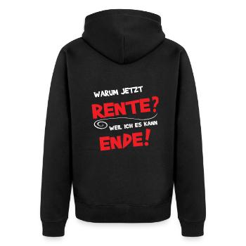 Ruhestand Rente Spruch Design - Unisex Premium Bio Zip Hoodie - Schwarz - Hinten - Nico (187cm)