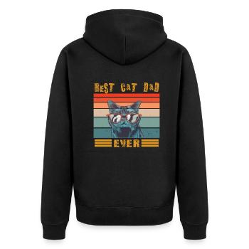 Cat Papa Design pour les amoureux des chats - Veste à capuche bio Premium Unisexe - noir - Dos - Nico (187cm)
