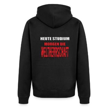 Lustiger Spruch Nerd für Studenten - Unisex Premium Bio Zip Hoodie - Schwarz - Hinten - Nico (187cm)