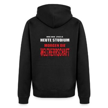 Lustiger Spruch Nerd für Studenten - Unisex Premium Bio Zip Hoodie - Schwarz - Hinten - Nico (187cm)