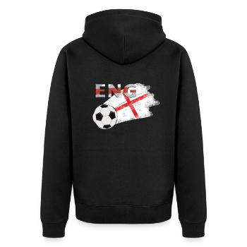 Flag England - Unisex Premium Organic Zip Hoodie - black - Back - Nico (187cm)