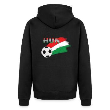 Fahne Ungarn - Unisex Premium Bio Zip Hoodie - Schwarz - Hinten - Nico (187cm)