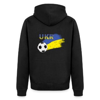 Flag Ukraine - Unisex Premium Organic Zip Hoodie - black - Back - Nico (187cm)