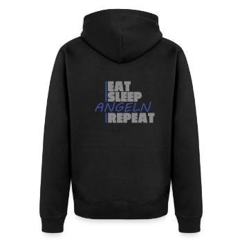 Angler Geschenkidee Hobby Angeln - Unisex Premium Bio Zip Hoodie - Schwarz - Hinten - Nico (187cm)