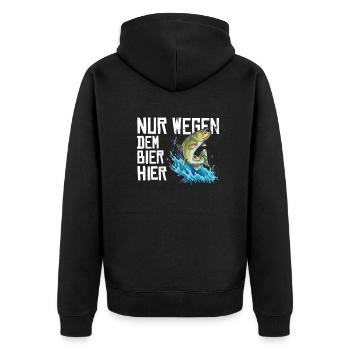 Angler Geschenkidee Hobby Angeln - Unisex Premium Bio Zip Hoodie - Schwarz - Hinten - Nico (187cm)