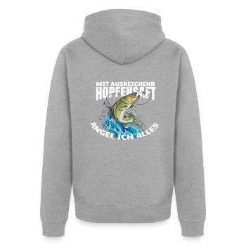 Angler Geschenkidee Hobby Angeln - Unisex Premium Bio Zip Hoodie - Grau meliert - Hinten - Nico (187cm)