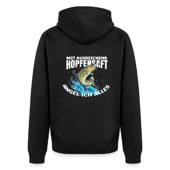 Angler Geschenkidee Hobby Angeln - Unisex Premium Bio Zip Hoodie - Schwarz - Hinten - Nico (187cm)