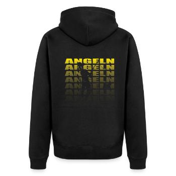 Angler Geschenkidee Hobby Angeln - Unisex Premium Bio Zip Hoodie - Schwarz - Hinten - Nico (187cm)
