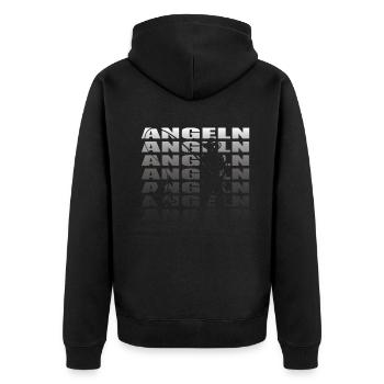 Angler Geschenkidee Hobby Angeln - Unisex Premium Bio Zip Hoodie - Schwarz - Hinten - Nico (187cm)